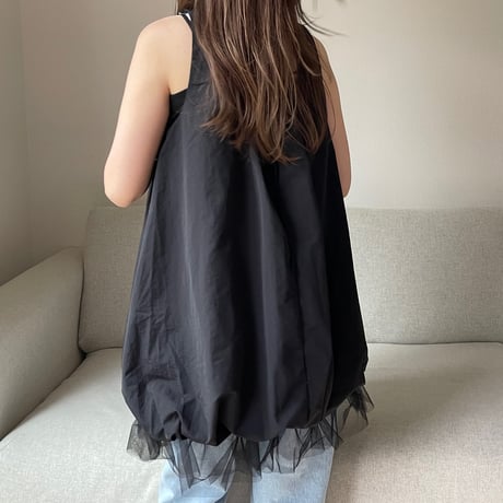 Balloon chiffon mini onepiece(Black)