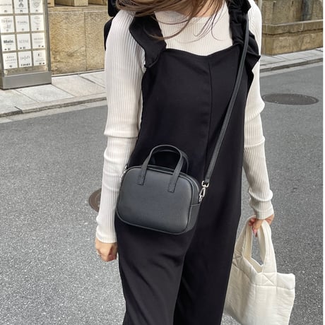 Leather mini square bag(Black)