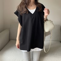 V-neck sweat vest(Black)