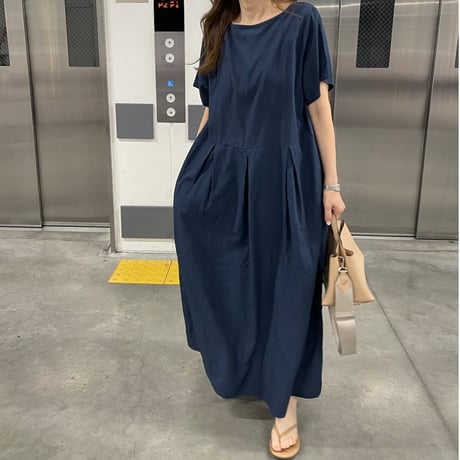 Mellow long onepiece(Navy)