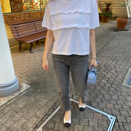 Dowble frill t-shirts(White)