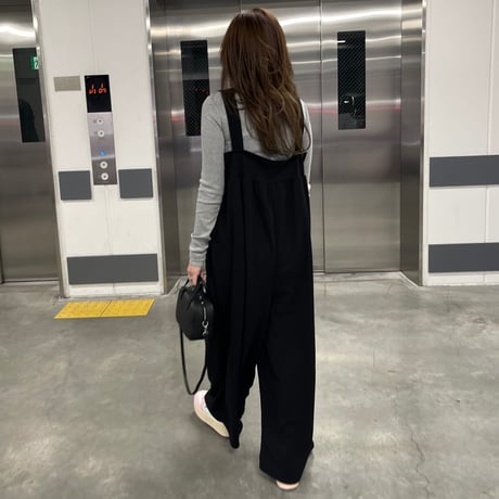 Wide pants salopetto(Black)