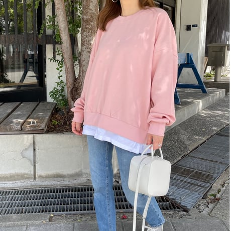 レイヤードルーズスウェット(Pink)