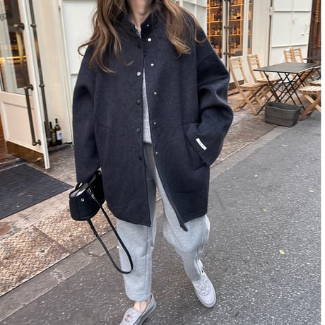 【Hand made】Wool100% Over coat(Black)