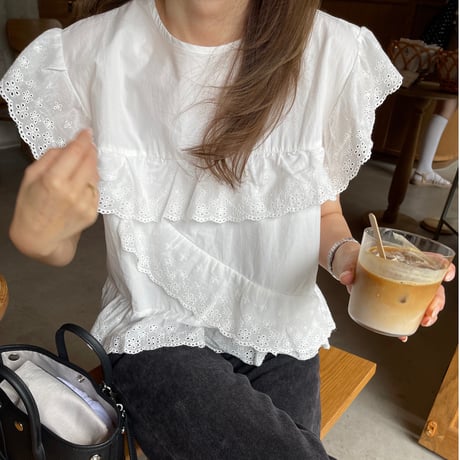 Sailor lace blouse(White)