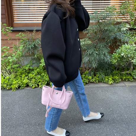 Puff sleeve sweat cardigan(Black)