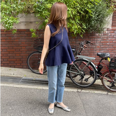 Flare knit pullover(Navy)