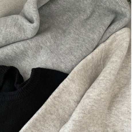 Wool blend crew neck knit(Gray)