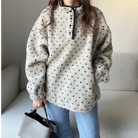 Dot boa outer (Beige)