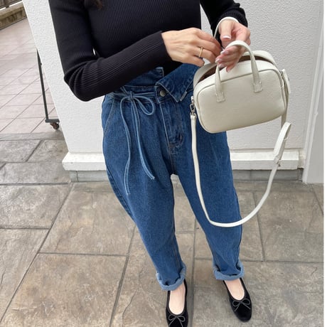 Leather mini square bag(Ivory)