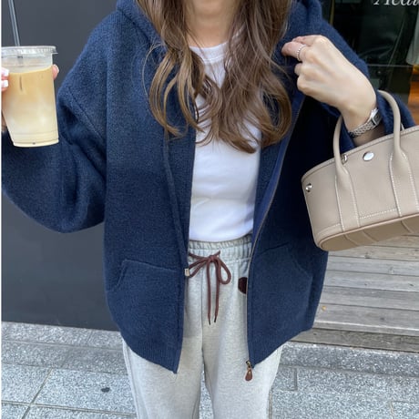 Foodie knit parker (Navy)