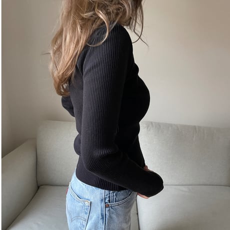 Boat neck rib knit(Black)