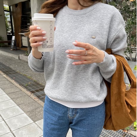 Gold plate basic knit(Light gray)