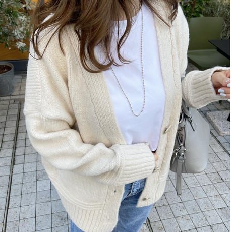 Over size pocket cardigan (Ivory)