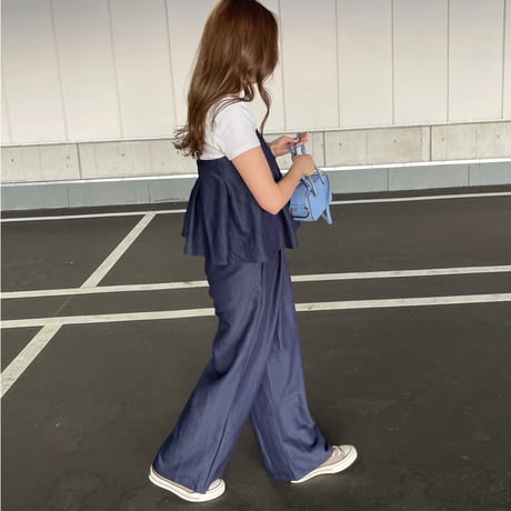 Flare camisole setup(Navy)