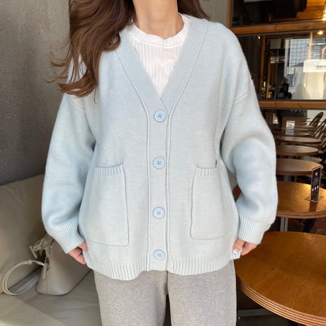 Basic pocket cardigan(Blue)