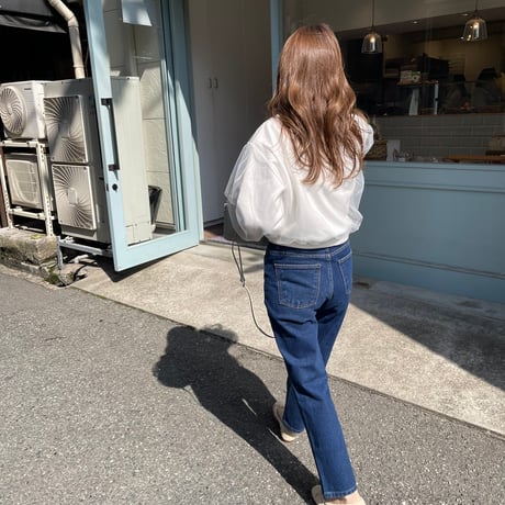High waist taperd denim (Dark blue)