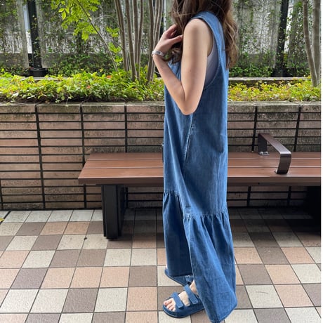 Flare long onepiece(Blue)