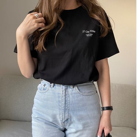 Back print logo t-shirts(Black)