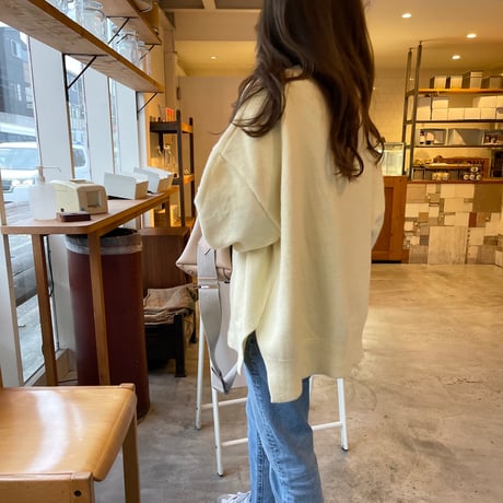 Side slit over cardigan(Yellow)