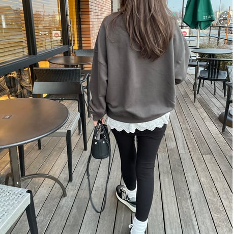 Layered lace sweat(Charcoal gray)