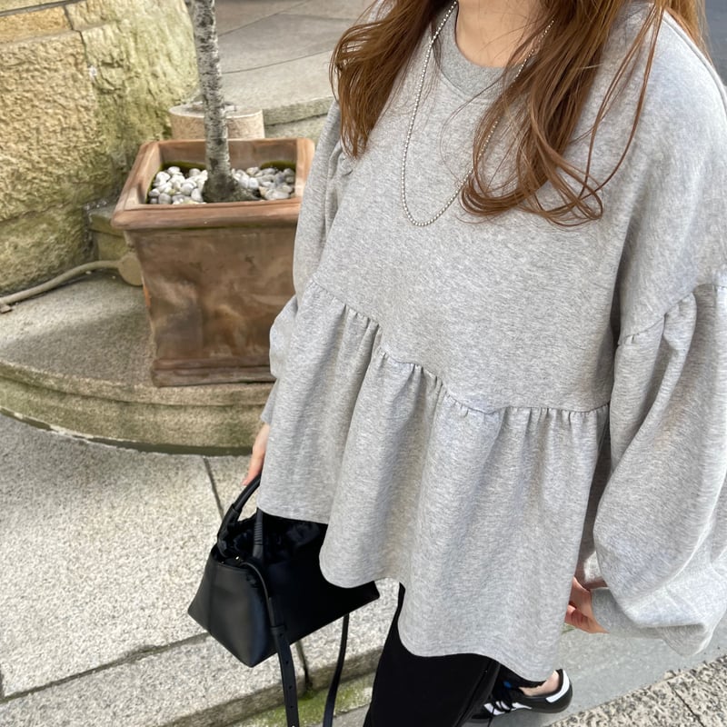 Balloon sleeve pullover (Gray) | K