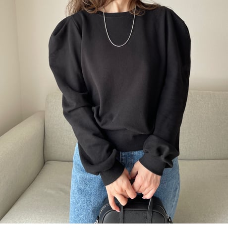 Puff sleeve sweat shirts(Black)