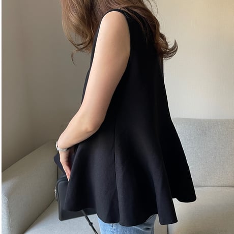 Flare knit pullover(Black)