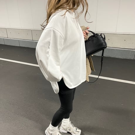 Sideslit long t-shirts(White)