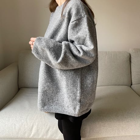 Over size wool knit(Gray)