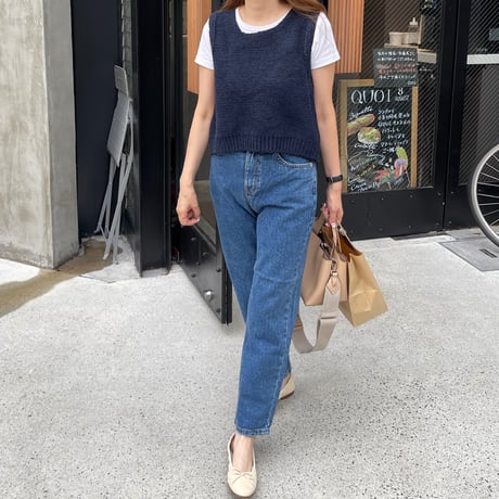 Back Ribbon Vest (Navy)