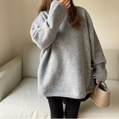 Over size wool knit(Gray)