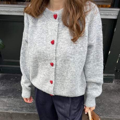 Heart button cardigan(Gray)