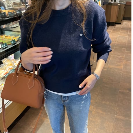 Gold plate basic knit(Navy)