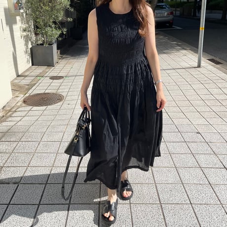 Shirring onepiece(Black)