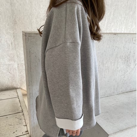 Side cut box pullover(Gray)