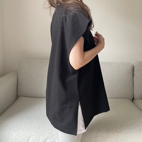 V-neck sweat vest(Black)