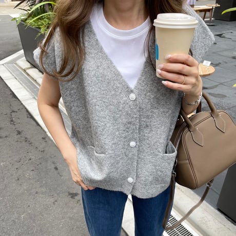 Wide cocoon vest(Gray)