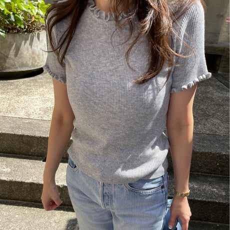 Mellow piping half knit(Gray)