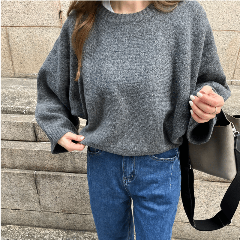 Wide sleeve knit(Charcoal gray) | K