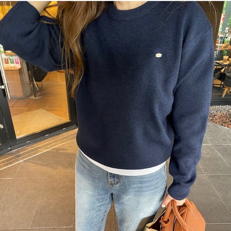 Gold plate basic knit(Navy)