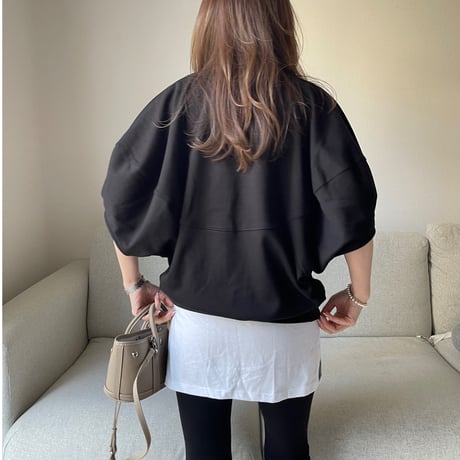 Wide balloon sweat tops(Black)