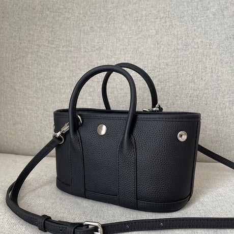 Leather mini tote bag(Black)