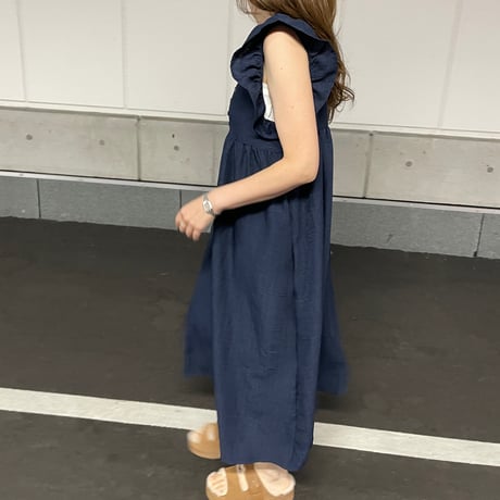 Sholder frill long onepiece