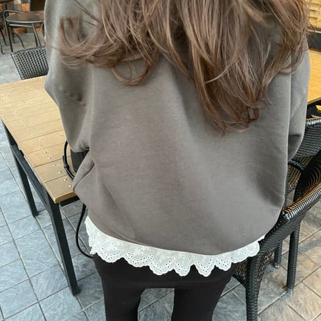 Layered lace sweat(Charcoal gray)