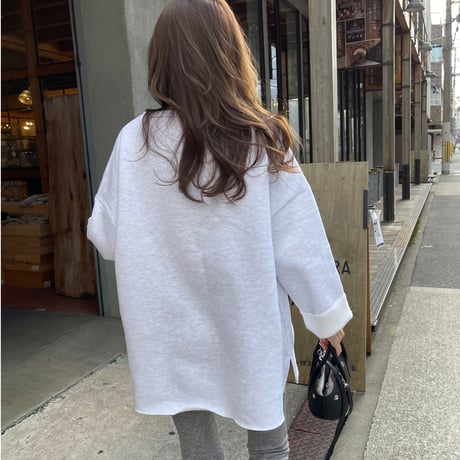 Side cut box pullover(Light gray)