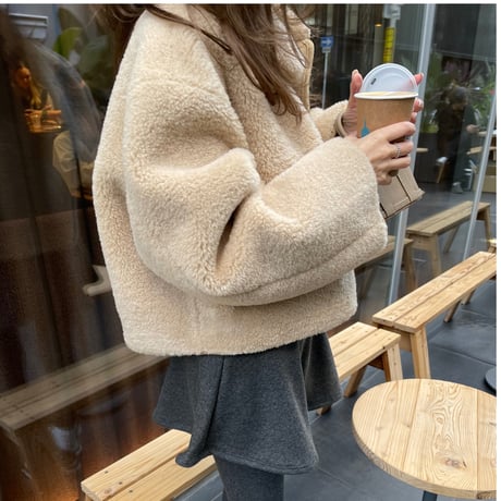 Boa cocoon sleeve jacket(Camel)