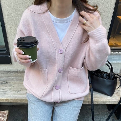 Basic pocket cardigan(Pink)