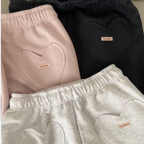 Heart pocket sweat pants(Pink)