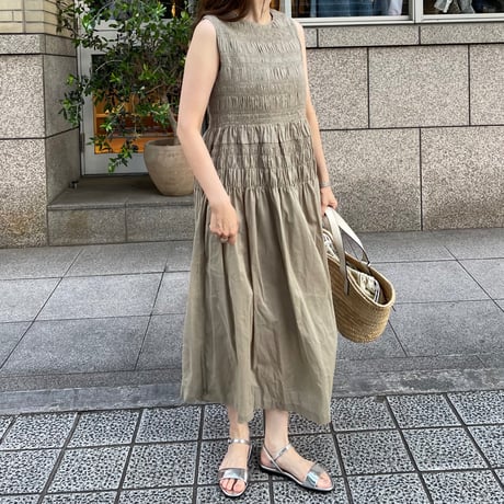 Shirring onepiece(Khaki)